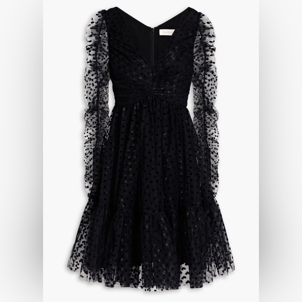 Zimmermann Women's Black Gathered Point D'esprit Mini Dress